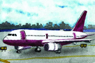 Airplane at the Gate - Watercolor Style Review for Crafting