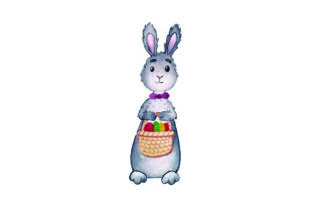 Bunny Holding Easter Basket - A Watercolor Graphic for Seasonal Crafting