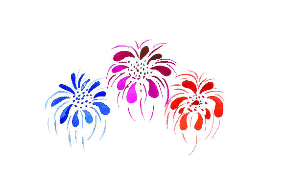 Colorful Fireworks - Watercolor Style for New Year Designs