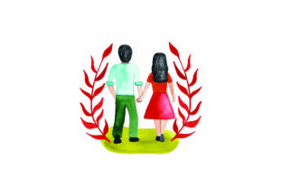 Couple on Side Walk Watercolor for Valentine’s Day Branding