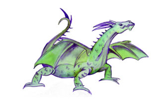 Dragon in Watercolor Style: A Fairy Tale Graphic Design Asset for Creative Websites