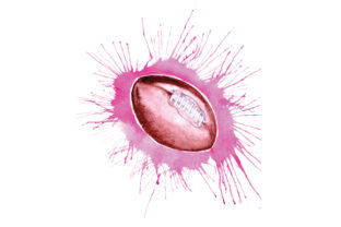 Football in Paint Splatter Watercolor Style for Sports-Themed Crafts