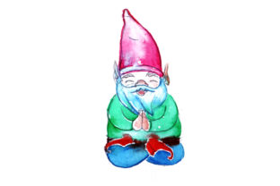 Gnome Doing the Lotus Pose in Watercolor Style