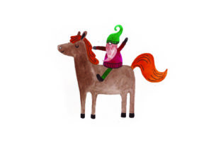 Gnome Riding a Horse - Watercolor for Brand Design and Marketing