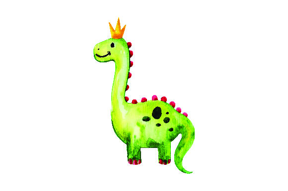 Green Dinosaur with Crown in Watercolor Style: A Versatile Design for Digital Sellers