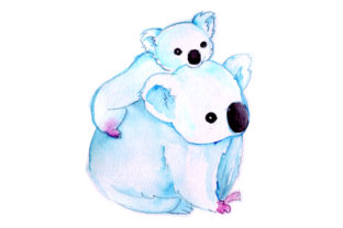 Koala with Baby in Watercolor Style