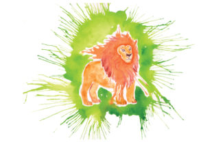 Lion in Paint Splatter Watercolor Style: A Creative Design Asset for Animal-Themed Projects