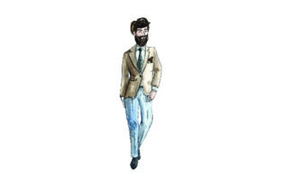 Men’s Suit Illustration for Embroidery Projects