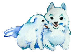 Mom and Baby Dog in Watercolor Style: Animals Inspired Design