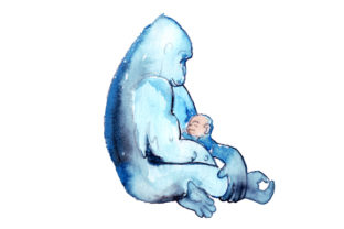Mom and Baby Gorillas in Watercolor Style: A Versatile Animal Graphic Design Asset