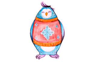 Penguin Dad in Watercolor: A Versatile Animal Illustration for Local Business Branding