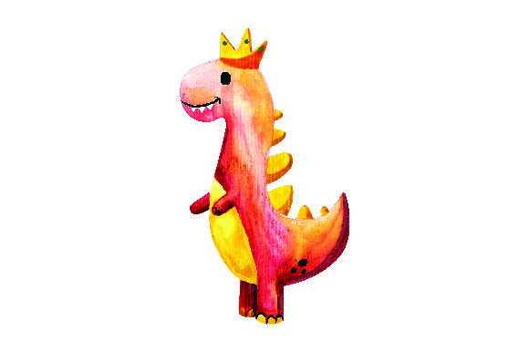 Red Dinosaur with Crown in Watercolor Style for Blog Design