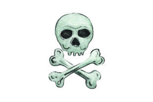 Skull Crossbones Watercolor for Halloween Design Projects