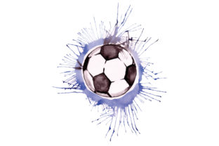 Soccer Ball in Paint Splatter Watercolor Style: A Unique Graphic Design Asset for Sports Content