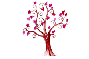 Tree with Heart Foliage in Watercolor Style for Valentine S Day