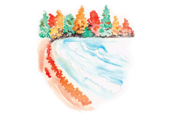 Watercolor Beach in Autumn: A Graphic Design Asset for Australian Branding