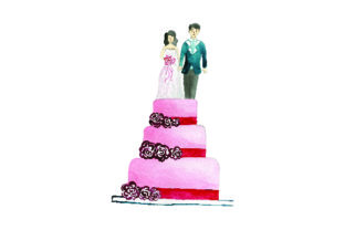 Watercolor Bride and Groom on Cake – A Wedding Design Asset Review