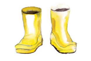 Watercolour Yellow Wellie Boots for Spring Creations