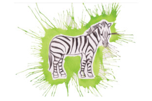 Zebra in Paint Splatter Watercolor Style: A Dynamic Animal Graphic for Creative Branding